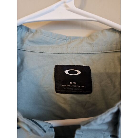 Oakley Regular Fit Polo Shirt Men's Size M Blue/green Striped - Picture 3 of 5